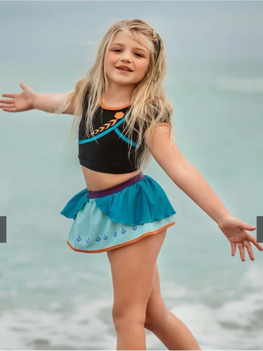 Only Little Once Frozen Princess Anna Girls Two-Piece Swim Set Size 4-5